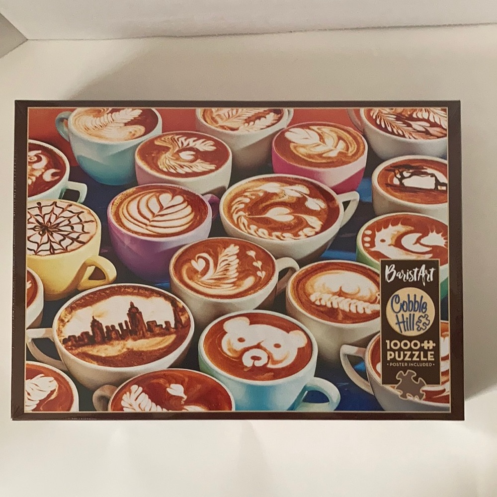 NEW 1000 Piece Puzzle Barist Art Coffee Cups 14x10” Factory Sealed Cobble Hill